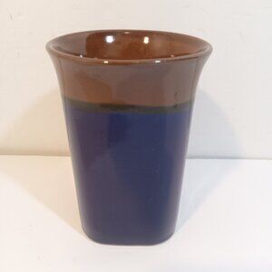 Royal Norfolk Coffee Tea Mugs Blue Brown 6 Inch Stoneware Square Base Cup Handle